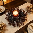 thumbnail image 1 of Table Centerpiece,Floral Candle Ring,Mini Artificial Flower Wreath with Standard Inner Diameter for Dining Desk Wedding Holiday Candle Display, 1 of 7