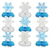 Table Centerpieces-9Pcs White Blue Snowflake Honeycomb Winter Centerpieces,Christmas/Holiday/Winter Birthday Decor Safeglitz