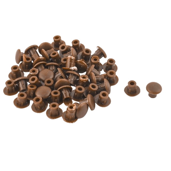 Table Chair Plastic Pipe End Hole Drilling Cover Plugs Insert Brown 5mm 50pcs