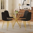 thumbnail image 1 of SUDICA 4 Piece Dining Table Set, 36.6 inch Round Tempered Glass Table with Black Chairs and Gold Metal Legs for Dining Room, 1 of 7