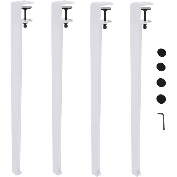 Table Clamp Legs 28in Adjustable Metal Table Legs 4pcs F-Shape Dining Desk Legs Coffee Table Consol Table Legs with Foot Pads (White)
