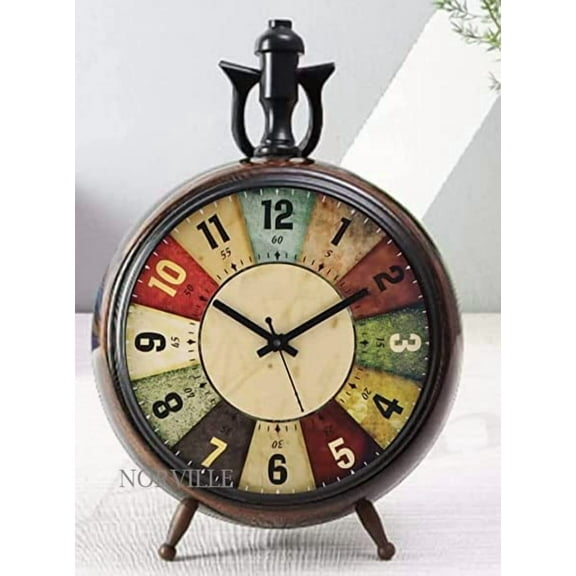 Table Clock Wooden Desk Shlef Clock for Office Table Home Decoration and Gift (Size- 6 Inch, Brown)