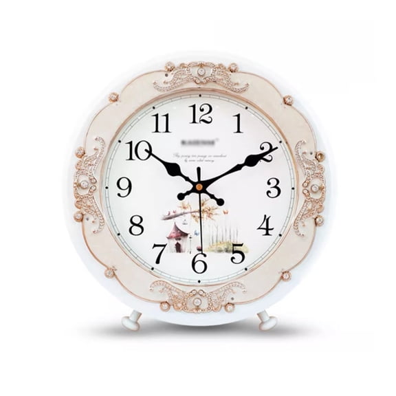 Table Clocks Round Desk Clock Mantel Clocks Silent Shelf Watches Table Clocks Fireplace Non Ticking Digital for Bedside Decors