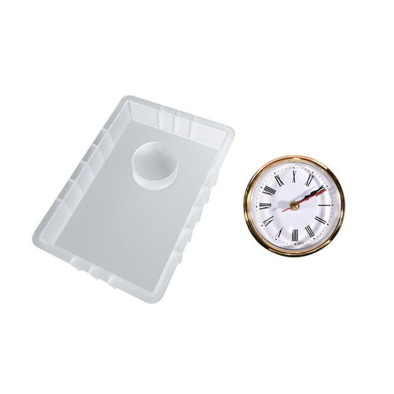 Table Clocks Silicone Model, Table Clock Epoxy Resin Model with Clockwork Accessories Handmade for Home Decor Epoxy Resin Casting Rectangular
