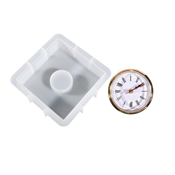 Table Clocks Silicone Model, Table Clock Epoxy Resin Model with Clockwork Accessories Handmade for Home Decor Epoxy Resin Casting Square