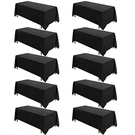 Table Cloth 10 Pack 90 132inch Rec Tablecloth Polyester Stain Wrinkle Resistant Polyester Dining Table Cover for Kitchen Dinning Party Wedding Rectangular Tabletop Decoration Black