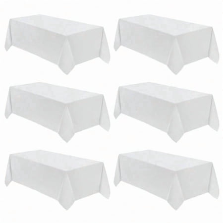 Table Cloth 6 Pack 90*156inch Rec Tablecloth Polyester Stain Resistant And Wrinkle Polyester Dining Table Cover For Kitchen Dinning Party Wedding Rectangular Tabletop Decoration White