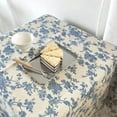 thumbnail image 1 of Table Cloth,Blue Floral Table Cloth Retro Cotton Linen Blue Flower Tablecloths For Table Nappe, 1 of 5