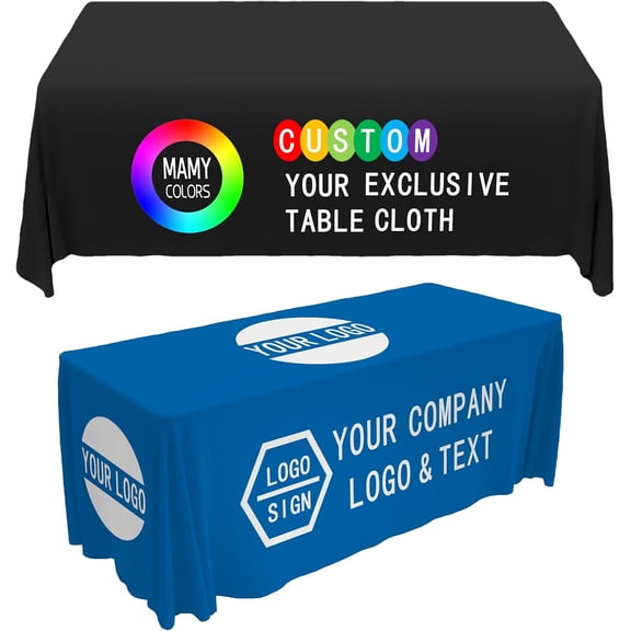 Table Cloth with Business Logo Text, Tablecloth Rectangle Table, Personalized Table Cloth for Business Tradeshow Events for Birthday Wedding Anniversary DecoratioCustomized Image Text-72*54"