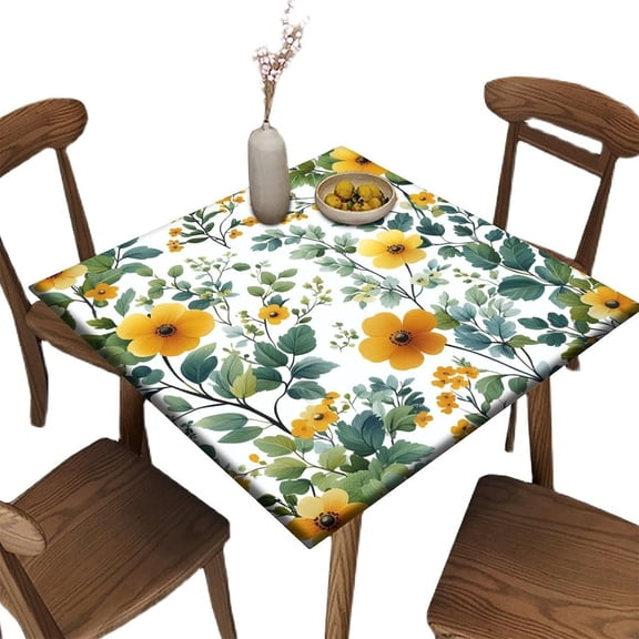Table Cloth for Card Table, Soft Botanical Pattern Printed on Spill Proof Cover for Card Table, for Coffee Craft or Buffet Setups, Fit for 36" x 36" Square Tables