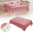 thumbnail image 1 of Table Cloth,Cotton Checkered Buffalo Plaid Tablecloth –for Home Restaurants Cafes – Be It For Everyday Dinner Picnic Or Occasions Like Thanksgiving Rectangle/Oblong Red And White, 1 of 9