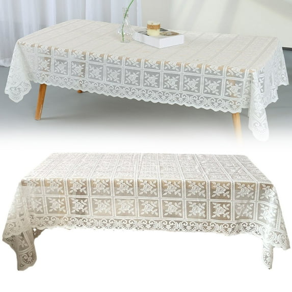 Table Cloth,Crochet Tablecloths Lace Cotton Beige Tablecloths Table Cover Table Topper Wedding Home Decoration