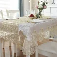 thumbnail image 1 of Table Cloth Gold Velvet Silver Europe Luxury Embroidered Table Dining Table Cover Rectangle TableCloths Lace Cabinet Dust Cover (HM868,Diameter 150cm Round), 1 of 6