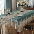 thumbnail image 1 of Table Cloth Gold Velvet Silver Europe Luxury Embroidered Table Dining Table Cover Rectangle TableCloths Lace Cabinet Dust Cover (HM898,85X235cm), 1 of 7