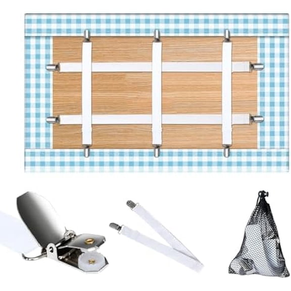 Table Cloth Holder Clips Hidden Straps 5 Pack,Adjustable Elasticity Picnic Tablecloth Clips,Large Clamps for Thick Tables Bench Cover Indoor Outdoor Party Restaurant Camping RV Essential (white)