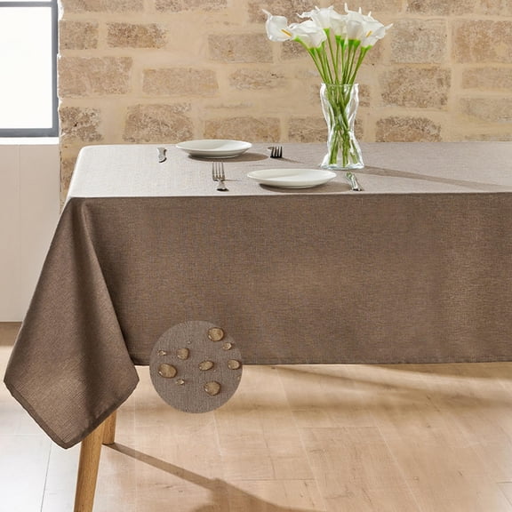 Table Cloth Linen Textured Waterproof Stain Resistant Wrinkle Free Decorative Table Cover for Kitchen, Banquet, Wedding, Event, Party Coffee 140*200cm
