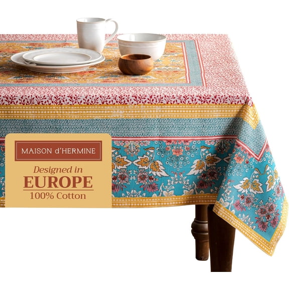 Table Cloth Rectangle 100% Cotton 60 x 90 Inches Tablecloth Reusable Decorative Everyday Use for Dining Room, Farmhouse, Home, Party, Festive & Wedding Spring Summer - Marquise