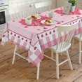 thumbnail image 1 of Table Cloth Rectangle/Oval 60x120in Valentine''s Day Pink Rose Love Heart Waterproof Tablecloth Wrinkle Free Table Cover for Party Picnic Kitchen Dining Table Top Decor, 1 of 1