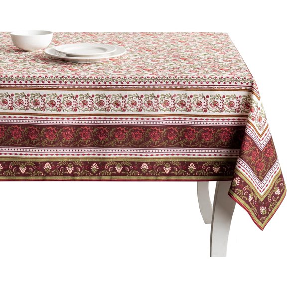 Table Cloth Rectangle Table 100% Cotton 60 x 120 Inches Fall Tablecloth Reusable Everyday Use for Thanksgiving Christmas Decorations Dining Farmhouse Party (Reveillon Au Jardin)