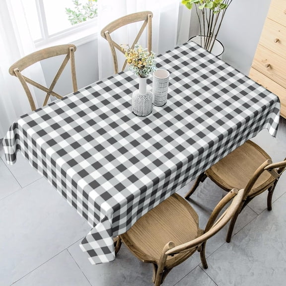 Table Cloth Rectangle Table 60" X 120"- Oblong Polyester Black and White Buffalo Plaid Tablecloth Check Gingham Table Cover Reusable Water Resistant for Thanksgiving Christmas Holiday Décor