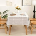 thumbnail image 1 of Table Cloth Rectangle Table Cloths Rustic Farmhouse Tablecloth Cotton Linen Waterproof Embroidery Fabric Table Cover for Indoor Outdoor Dinning Tabletop Decoration-Plaids Grey-54"x54", 1 of 14