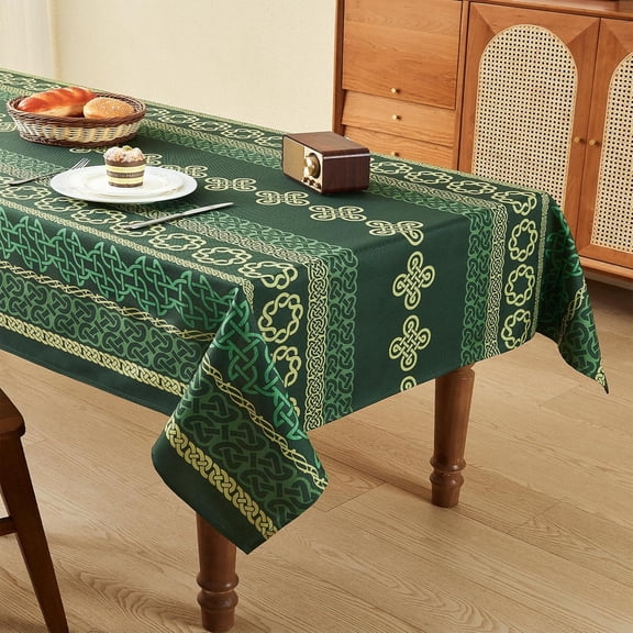 Table Cloth Rectangle Table Cover 118x57 Inch Faux Linen Wrinkle Free and Waterproof Moss  Camping Graduation Rectangle Indoor Outdoor Tablecloth for Party