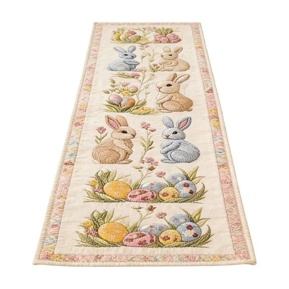 Table Cloth Rectangle Table Printed Quilted Table Runner Easter Bunny Dining Room Home Table Linen