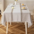 thumbnail image 1 of Table Cloth Rectangle Table, Rustic Waterproof Cotton Linen Tablecloths, Wrinkle Free Farmhouse Style Table Cloths for Parties, Kitchen Dining, Holiday, 55''x140'',12-14 Seats, 1 of 13