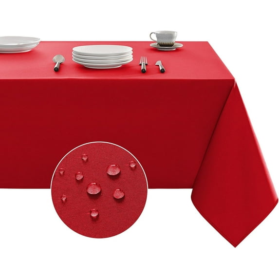 Table Cloth Rectangle Waterproof Spill-Proof Wrinkle-Free Tablecloth Washable, Kitchen Dining Tabletop Decoration, Fabric Table Cover for Indoor and Outdoor Use, 60 x 84 Inch, Red