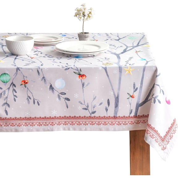 Table Cloth Square Table 100% Cotton 60 x 60 Inches Fall Tablecloth Reusable Everyday Use for Thanksgiving Christmas Decorations Dining Farmhouse Party (Fairy Christmas)