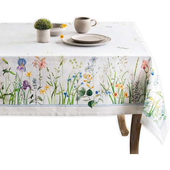 Table Cloth Square Table 100% Cotton 60 x 60 Inches Tablecloth Reusable Decorative for Dining Kitchen Room Farmhouse Party Home Hotel Restaurant Spring Summer - Fleurs De Mai
