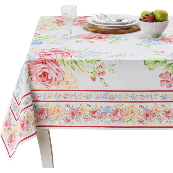 Table Cloth Square Table 100% Cotton 60 x 60 Inches Tablecloth Reusable Decorative for Dining Kitchen Room Farmhouse Party Home Hotel Restaurant Spring Summer - Vintage Floral