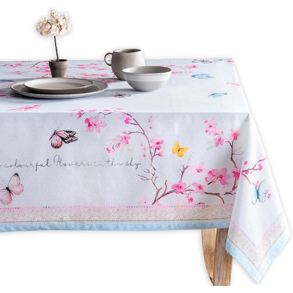 Table Cloth Square Table 100% Cotton 60 x 60 Inches Tablecloth Reusable Decorative for Dining Kitchen Room Farmhouse Party Home Hotel Restaurant Spring Summer - Blossoms in Spring