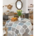 thumbnail image 1 of Table Cloth Waterproof Polyester Tablecloth Retro Blue Moroccan Geometric Pattern Table Clothes for Rectangle Tables, Indoor Outdoor Table Cover for Parties, Wedding, Dinner Table - 60x60 Inch, 1 of 6