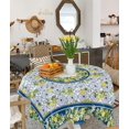 thumbnail image 1 of Table Cloth Waterproof Polyester Tablecloth Summer Lemon Vintage Style Blue Tile Pattern Table Clothes for Rectangle Tables, Indoor Outdoor Table Cover for Parties, Wedding, Dinner Table - 60x60 Inch, 1 of 6