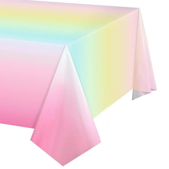 Table Cloth Waterproofie Disposable Table Cover 54x108Inch Plastic Rainbow Theme Decoration for Holiday Gatherings