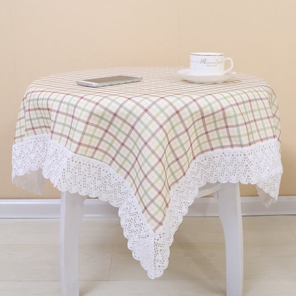 Table Cloths Top Elegant Grid Dinner Table Cover Square Coffee/Tea (80*80cm , Pink)