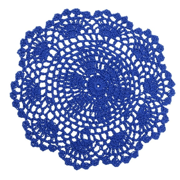 Table Coasters Round Placemats,Mini Small 7.5 Inch Coasters,Thin Handmade Crochet Round Cotton Lace Table Placemats Doilies Coasters Lace Fabric Coasters for Table, Decorative Coasters(Blue)