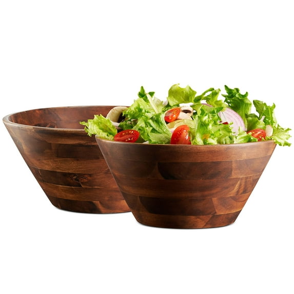 Table Concept Bowl Set, Premium Acacia Wood Bowls, Salad Bowls, Serving Bowls, Home Decor Housewarming Gifts - 8", Set of 2