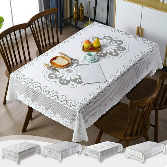 Table Cover 55x55 Inch, Washable Table Cloth, Square Table Cloth, Fringe Decorative Cover + Easy to Clean, Elegant Design, for Weddings & Parties, Stylish Dining, Table Protector | Machine Washable,