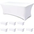 thumbnail image 1 of Table Cover For 6 Foot Rectangle Tables8 Pack White Fitted Stretch TableclothElastic Spandex 6ft Folding Tablecloths For Party Vendor Booth Display Banquet Buffet Event Craft Trade Show, 1 of 8
