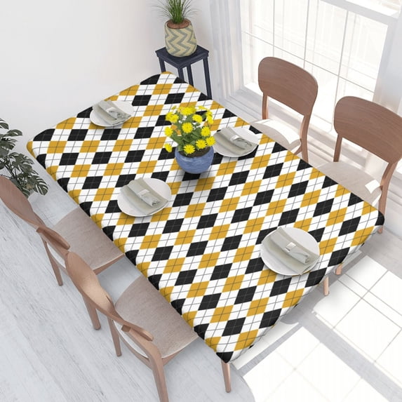Table Cover Argyle Pattern Tablecloth Rectangular Waterproof Table Cloth Cover for Banquet 4FT
