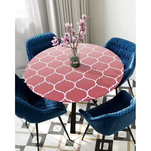 Table Cover Black Morocco Geometry Round Rectangular Waterproof Elastic Tablecloth For Kitchen Tabl