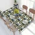 thumbnail image 1 of Table Cover Classic Solid Stem Print Kingfisher Blue And Deep Jade Rectangular Tablecloth Waterproof, 1 of 5