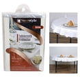 thumbnail image 1 of Table Cover Crystal Clear Vinyl Heavy Duty Tablecloth Spill Protector Round 70"  fits 28" x 48" to 40" x 80", 1 of 5