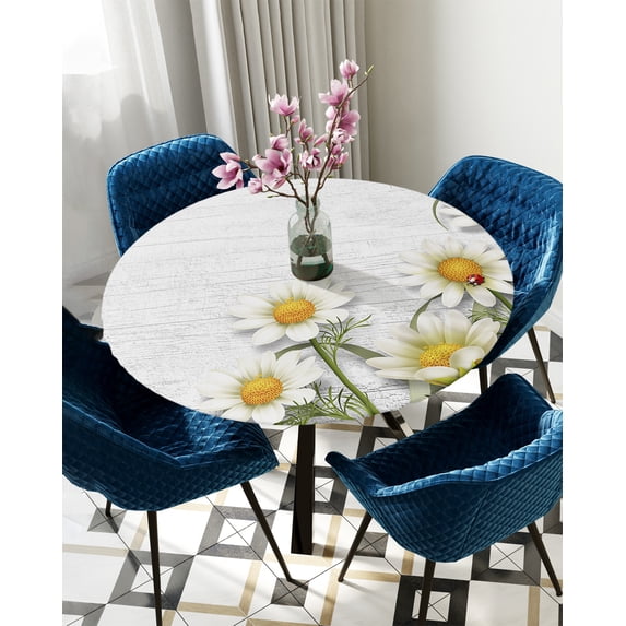 Table Cover Dotted Texture Round Rectangular Waterproof Elastic Tablecloth For Kitchen Table Cloth