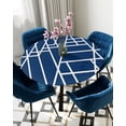 thumbnail image 1 of Table Cover Geometric Texture Graphic Blue Round Tablecloth Elastic Indoor Outdoor Waterproof Dinin, 1 of 5