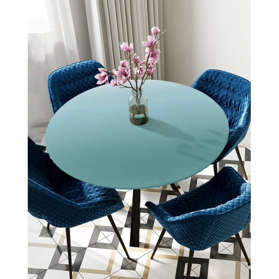 Table Cover Gray Gradient Ombre Round Rectangular Waterproof Elastic Tablecloth For Kitchen Table C