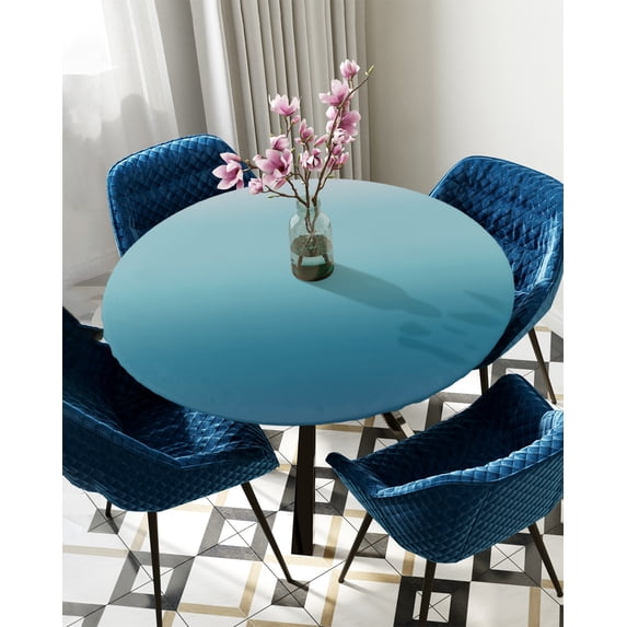 Table Cover Gray Gradient Ombre Round Rectangular Waterproof Elastic Tablecloth For Kitchen Table C