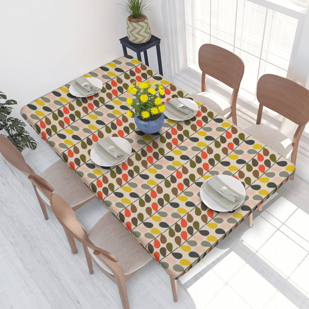 Table Cover Linear Stem Cream Orla Kiely Pattern Rectangular Tablecloth